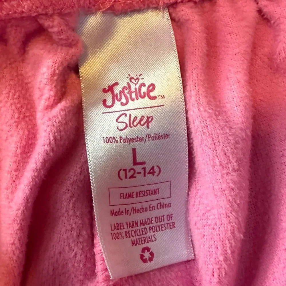 Justice Sleep Girls Fleece Pajamas Penguines Pink  - Girls Size Large 12-14